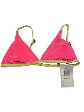 Basta Surf Crushed Velvet Micro Triangle Bra Pink Yellow Adjustable Straps New